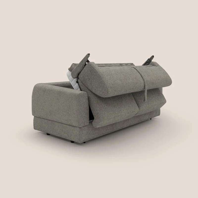 Happy Canapé convertible avec matelas H18 cm en tissu imperméable T10 taupe