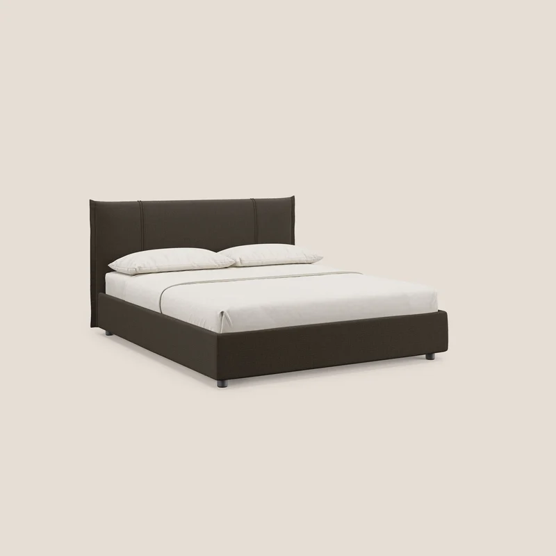 Alicia lit rembourré avec coffre de rangement en tissu imperméable T14 marron
