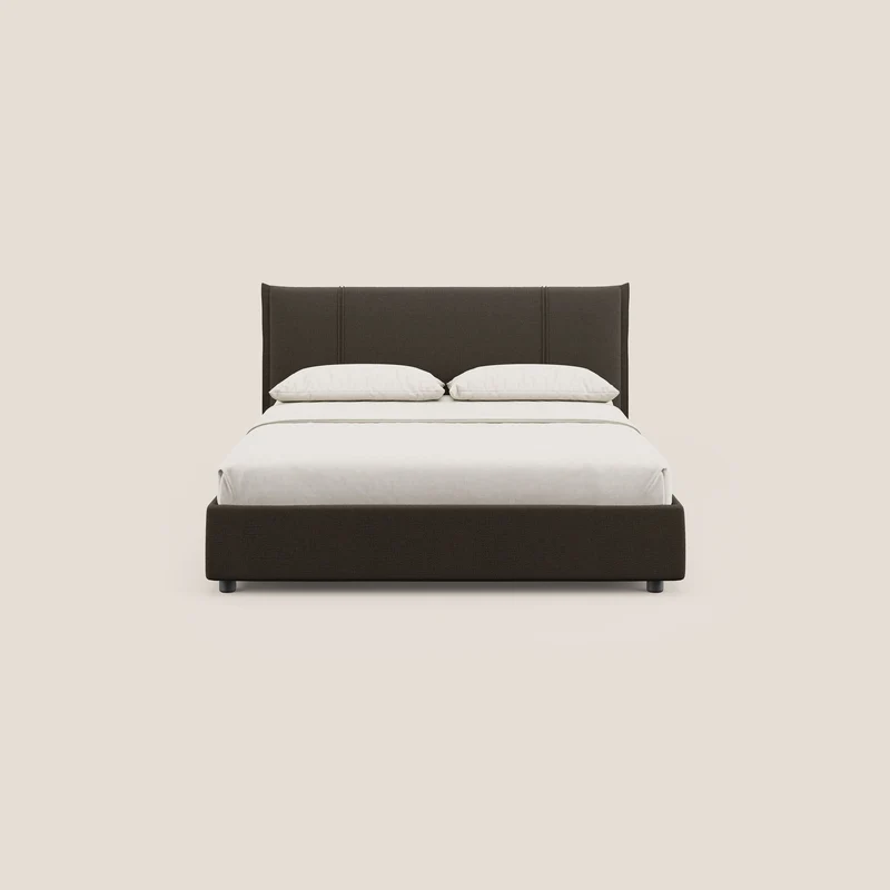 Alicia lit rembourré avec coffre de rangement en tissu imperméable T14 marron