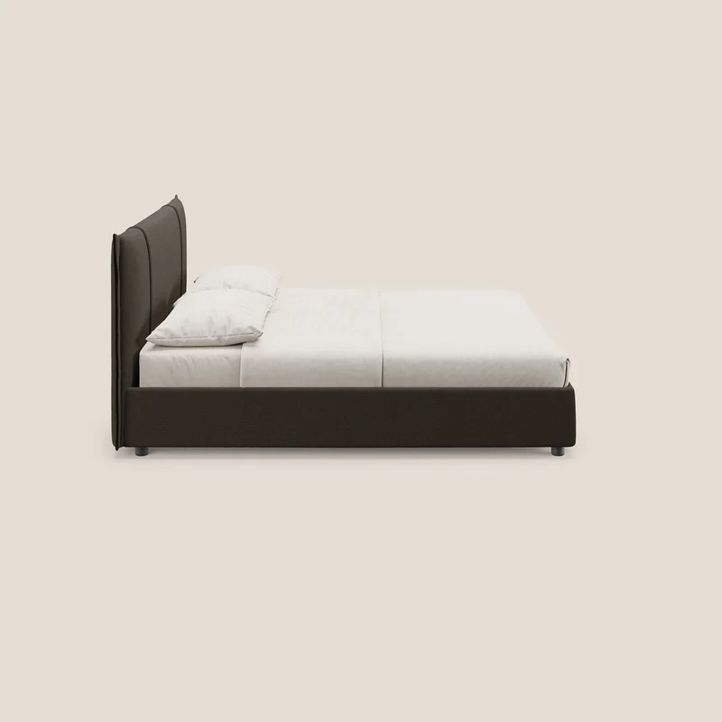Alicia lit rembourré avec coffre de rangement en tissu imperméable T14 marron
