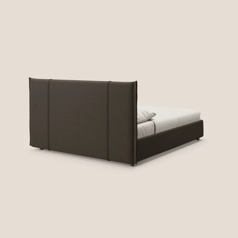 Alicia lit rembourré avec coffre de rangement en tissu imperméable T14 marron
