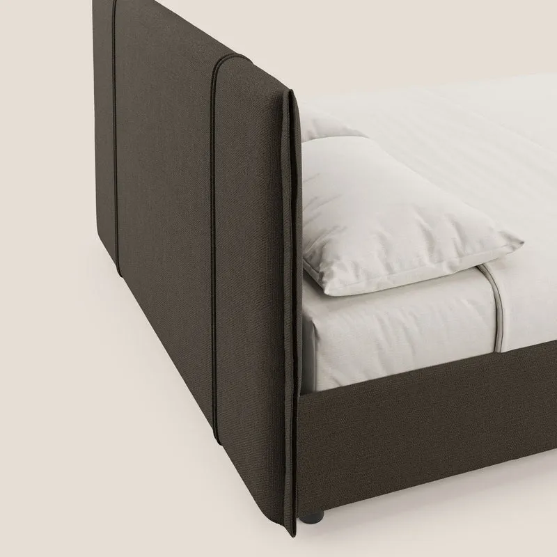 Alicia lit rembourré avec coffre de rangement en tissu imperméable T14 marron