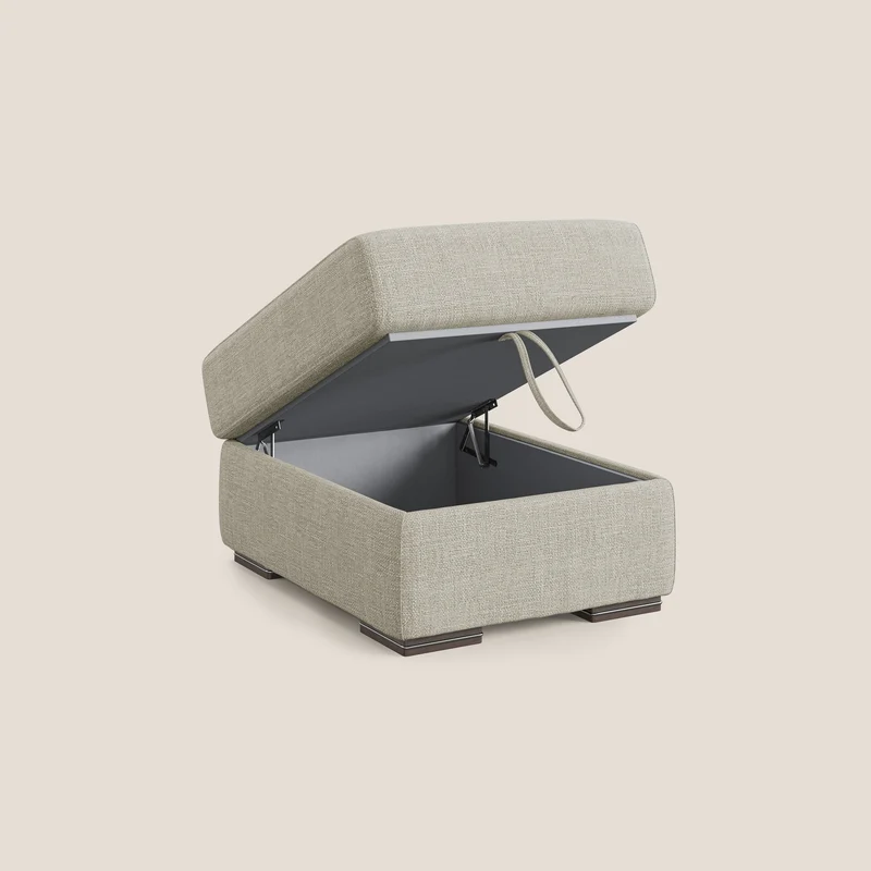 Sun pouf coffre en tissu imperméable doux entrelacé T06 crème