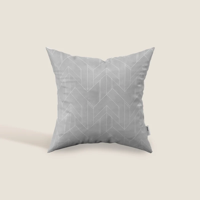 Geometrica coussins à fantaisie géométrique en velours imperméable gris