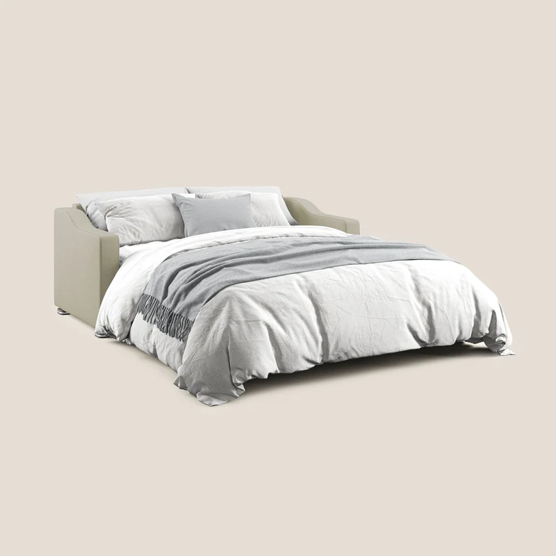 Amber canapé-lit double en tissu anti-taches T05 écru