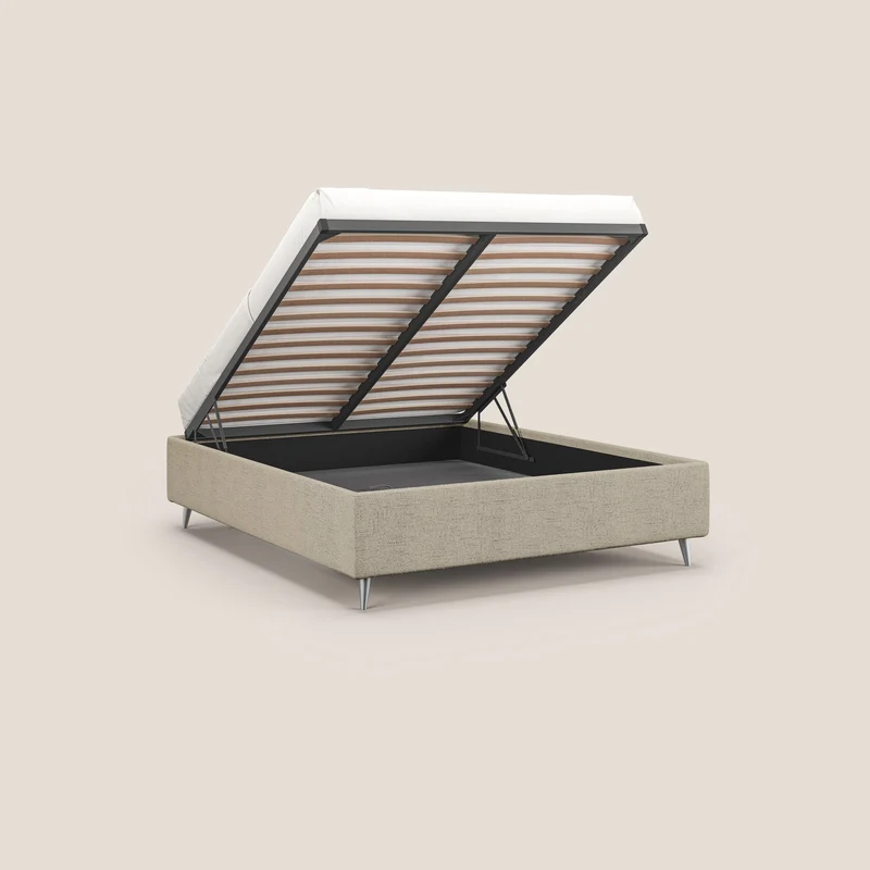 Febe sommier compact avec coffre de grande capacité en tissu imperméable T03 beige
