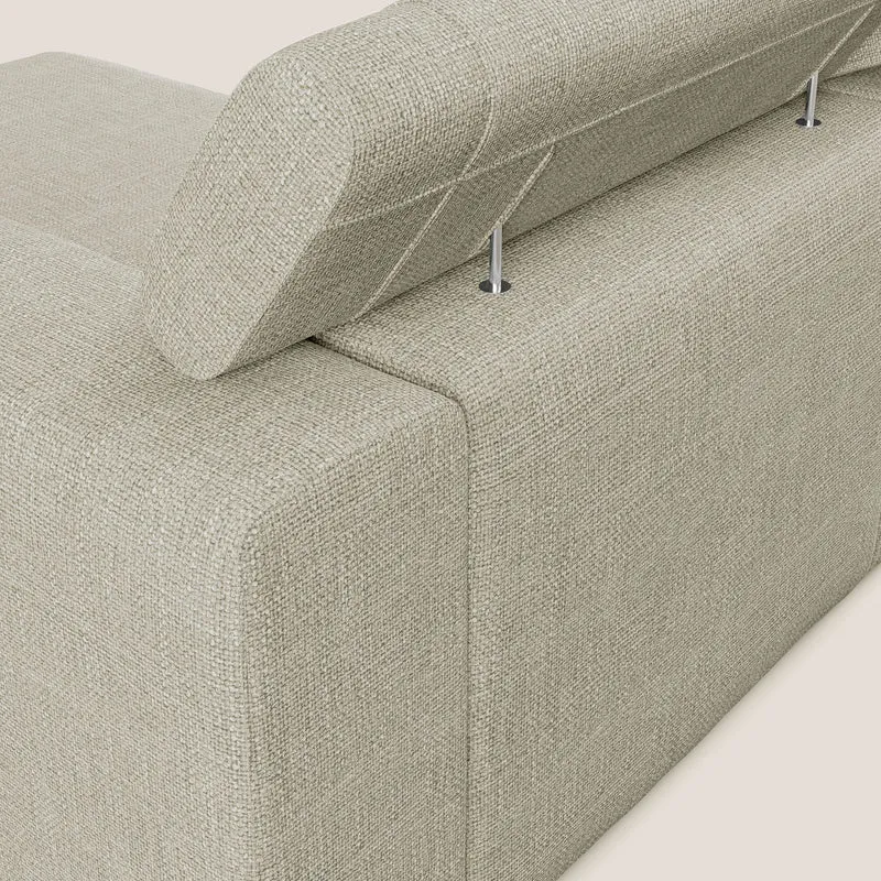 Vegas canapé d'angle avec têtières inclinables en tissu doux imperméable T06 crème