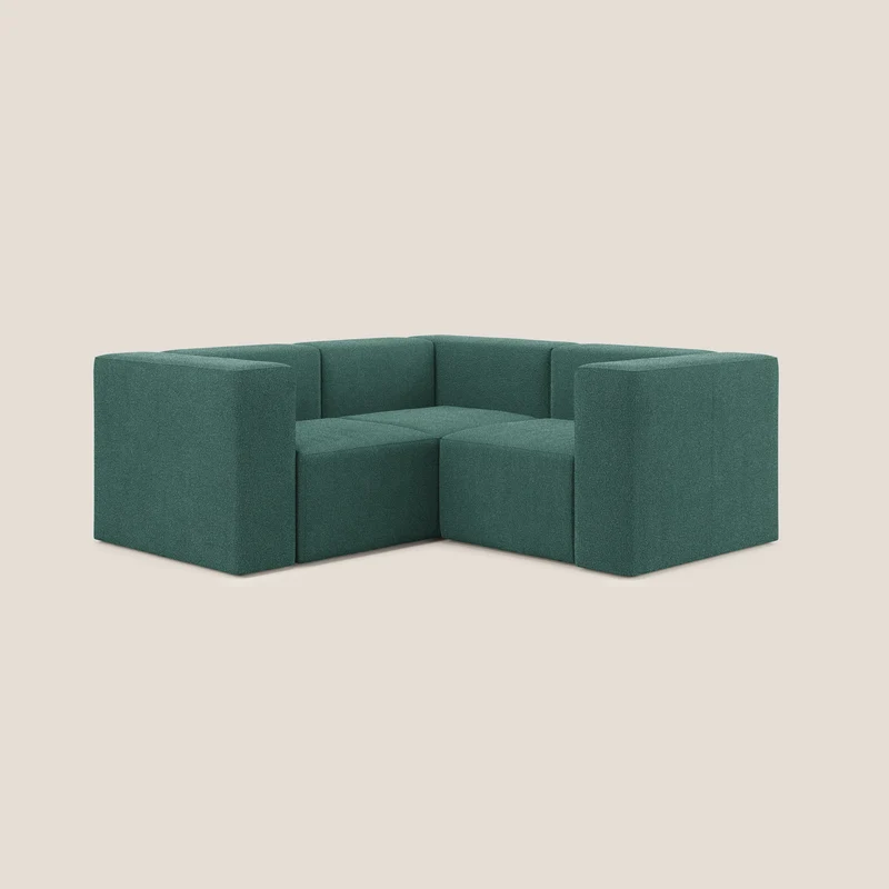 Nettuno canapé d'angle reversible modulable en bouclette douce T07 vert