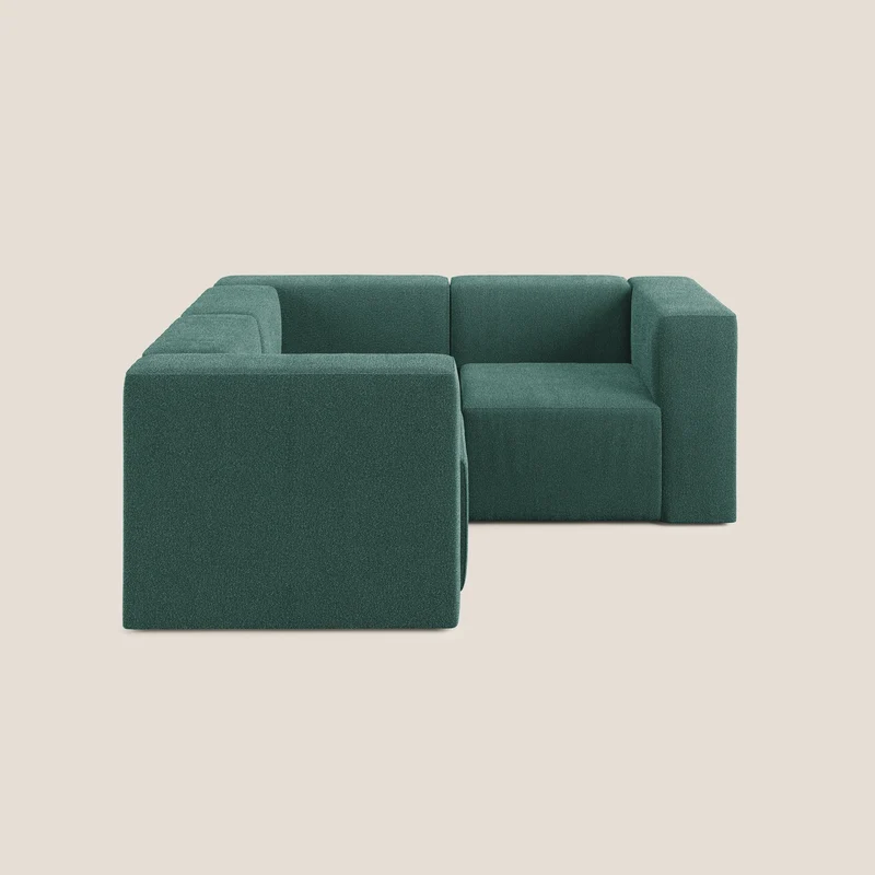 Nettuno canapé d'angle reversible modulable en bouclette douce T07 vert