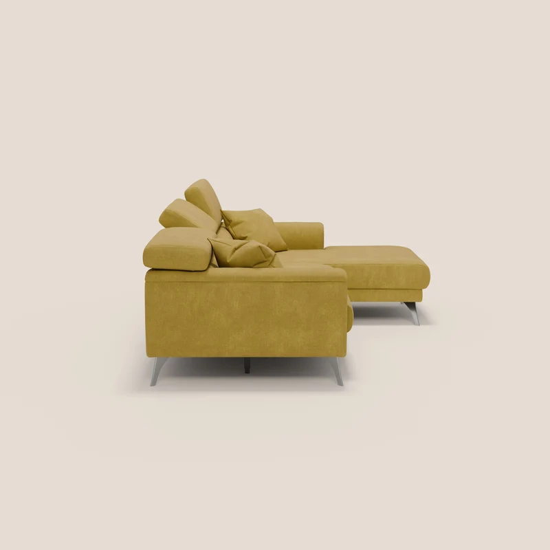 Caravaggio Canapé d'angle avec assises coulissantes en tissu doux imperméable T02 jaune