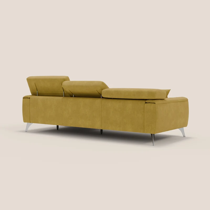 Caravaggio Canapé d'angle avec assises coulissantes en tissu doux imperméable T02 jaune