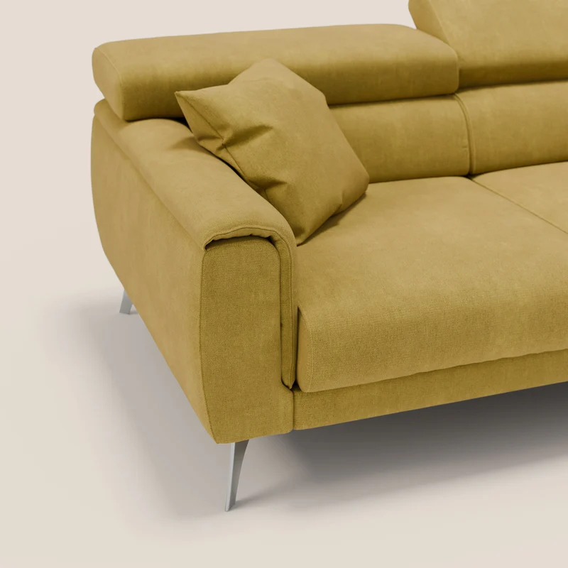 Caravaggio Canapé d'angle avec assises coulissantes en tissu doux imperméable T02 jaune