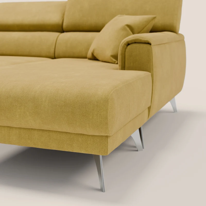 Caravaggio Canapé d'angle avec assises coulissantes en tissu doux imperméable T02 jaune