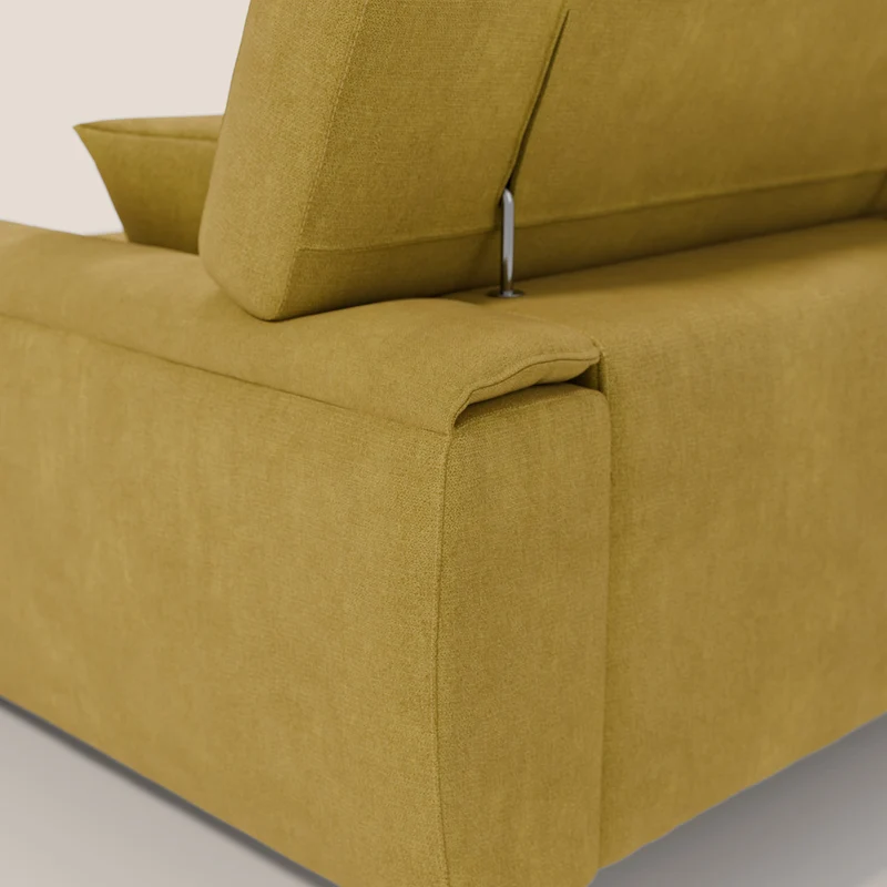 Caravaggio Canapé d'angle avec assises coulissantes en tissu doux imperméable T02 jaune