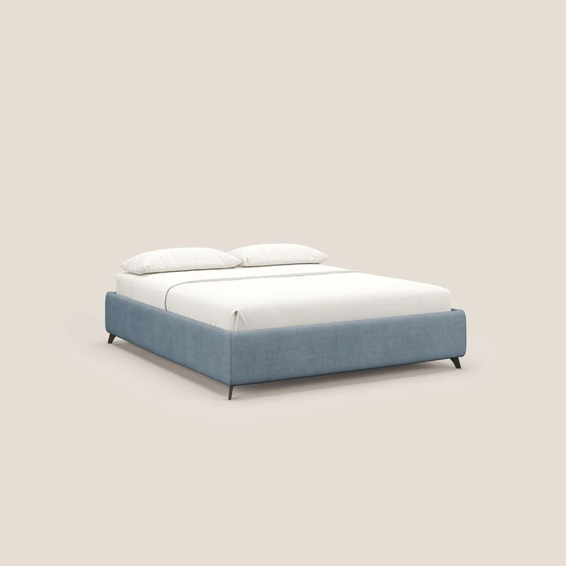 Sara sommier avec rangement en tissu imperméable T02 bleu gris