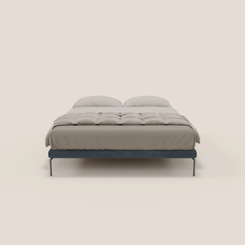 Ring sommier déhoussable avec pieds H 24cm en tissu imperméable T14 bleu