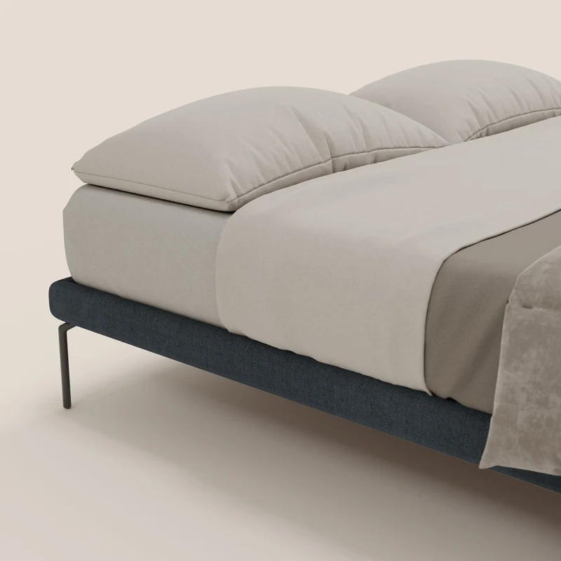 Ring sommier déhoussable avec pieds H 24cm en tissu imperméable T14 bleu