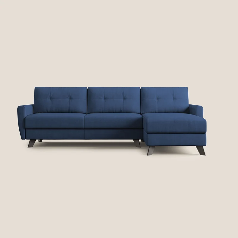 Callisto Canapé d'angle convertible en tissu doux imperméable T02 bleu
