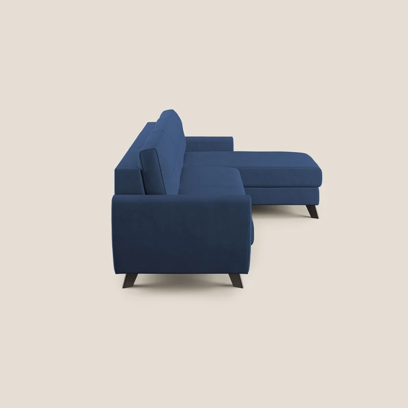 Callisto Canapé d'angle convertible en tissu doux imperméable T02 bleu