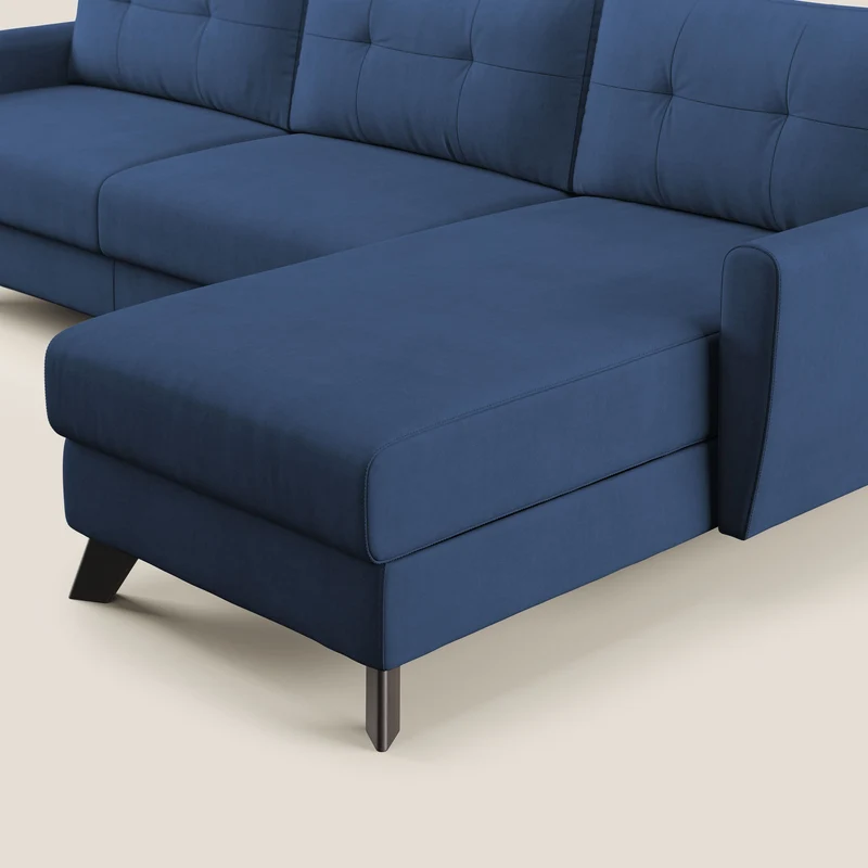 Callisto Canapé d'angle convertible en tissu doux imperméable T02 bleu