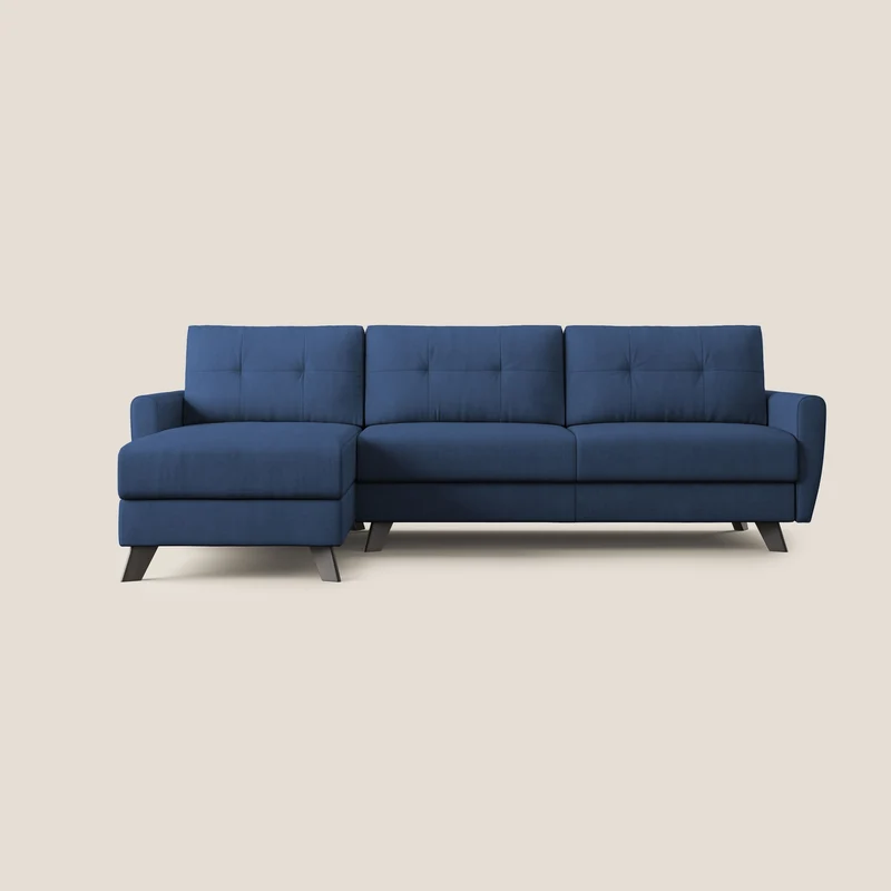 Callisto Canapé d'angle convertible en tissu doux imperméable T02 bleu