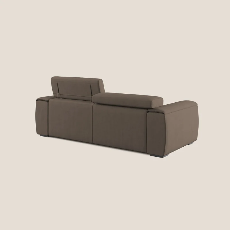 Zeno canapé linéaire avec pouf extractible en tissu doux imperméable T02 marron
