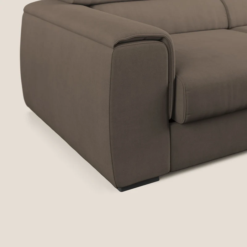 Zeno canapé linéaire avec pouf extractible en tissu doux imperméable T02 marron