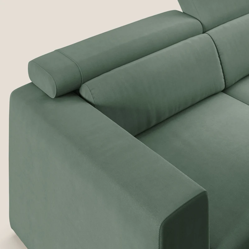 Vegas canapé avec têtières inclinables en microfibre imperméable T11 vert