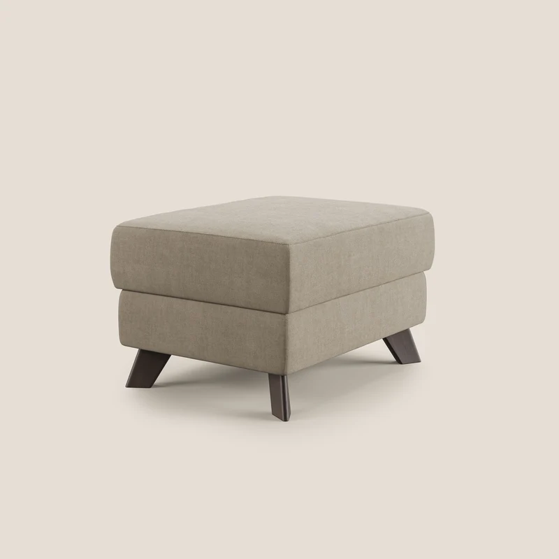 Moon Pouf coffre aux pieds hauts et tissu doux imperméable T02 beige