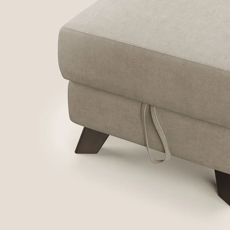 Moon Pouf coffre aux pieds hauts et tissu doux imperméable T02 beige