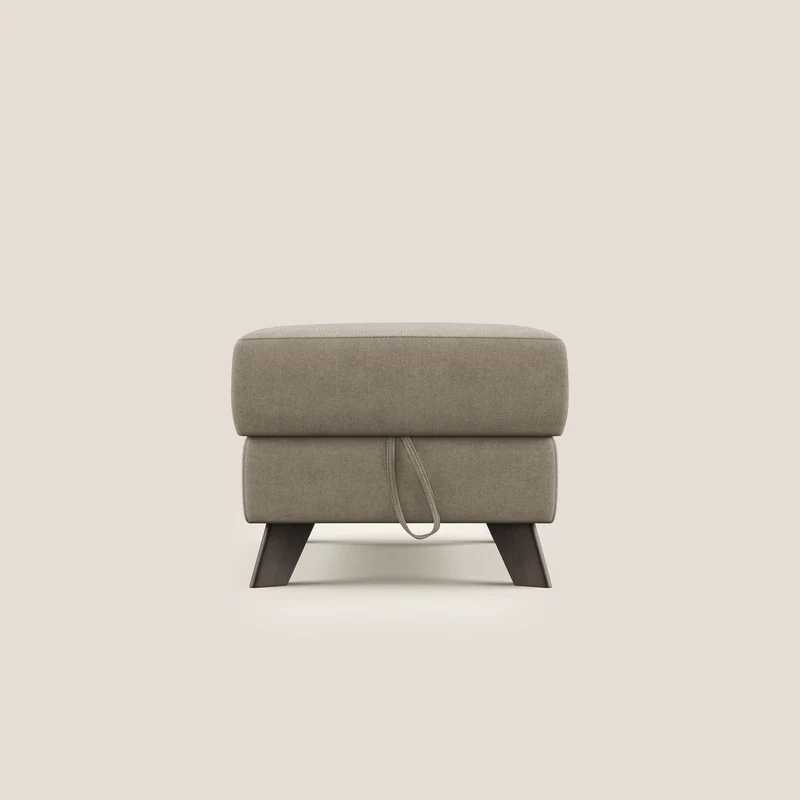 Moon Pouf coffre aux pieds hauts et tissu doux imperméable T02 beige