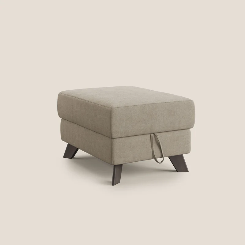 Moon Pouf coffre aux pieds hauts et tissu doux imperméable T02 beige