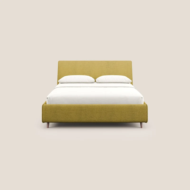 Justin lit rembourré avec coffre et déhoussable en tissu flammé imperméable T03 jaune
