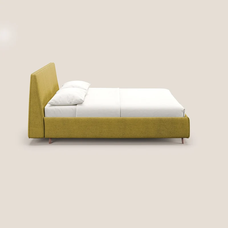 Justin lit rembourré avec coffre et déhoussable en tissu flammé imperméable T03 jaune