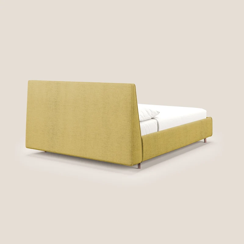 Justin lit rembourré avec coffre et déhoussable en tissu flammé imperméable T03 jaune