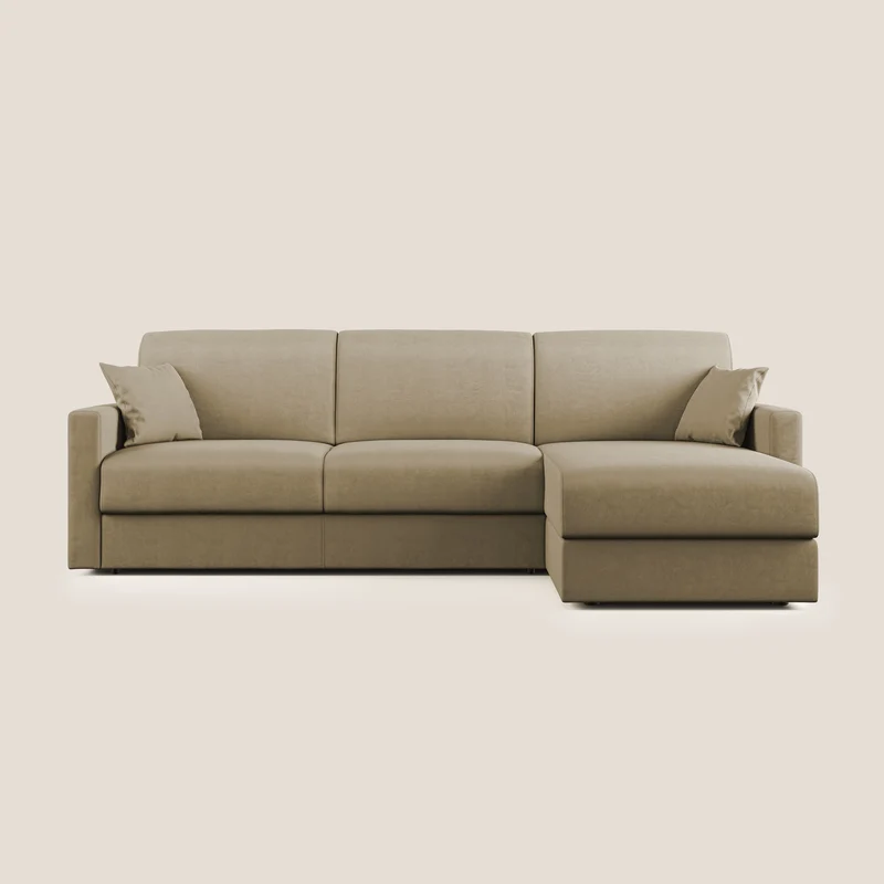 Chris canapé d'angle convertible en microfibre détachable T11 beige