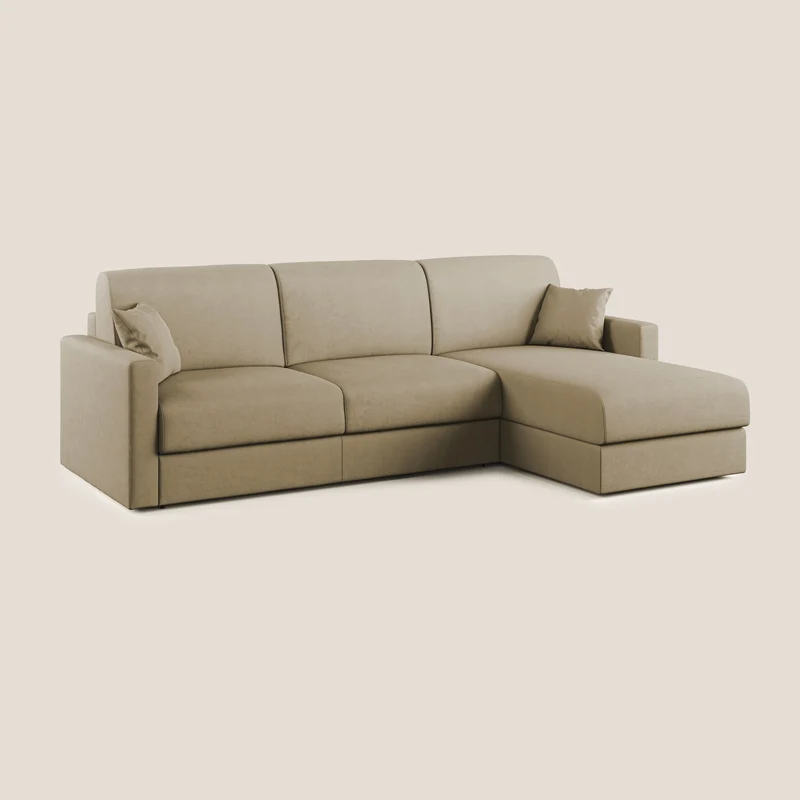 Chris canapé d'angle convertible en microfibre détachable T11 beige