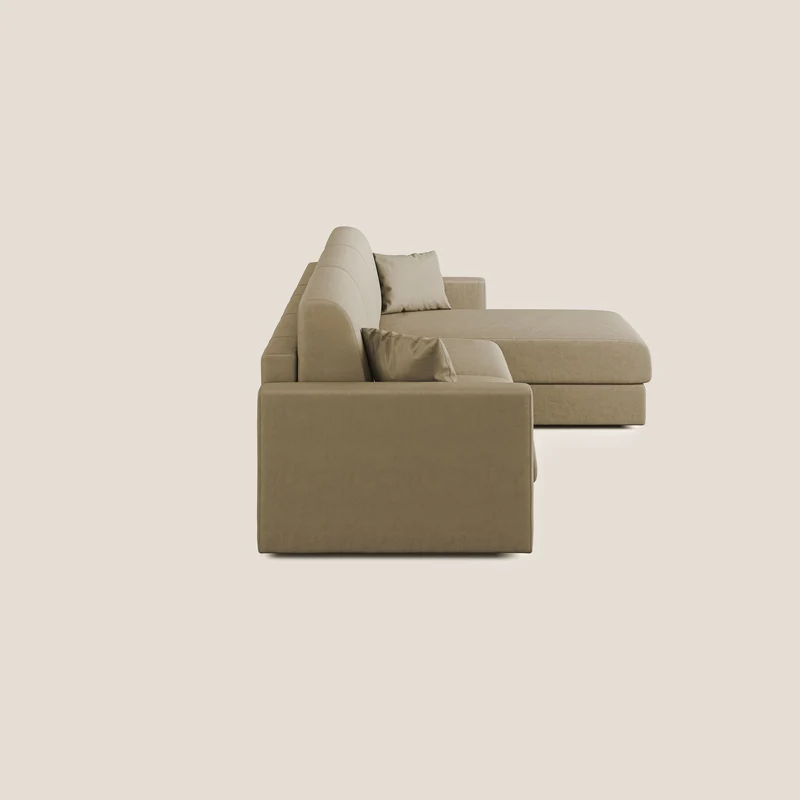 Chris canapé d'angle convertible en microfibre détachable T11 beige
