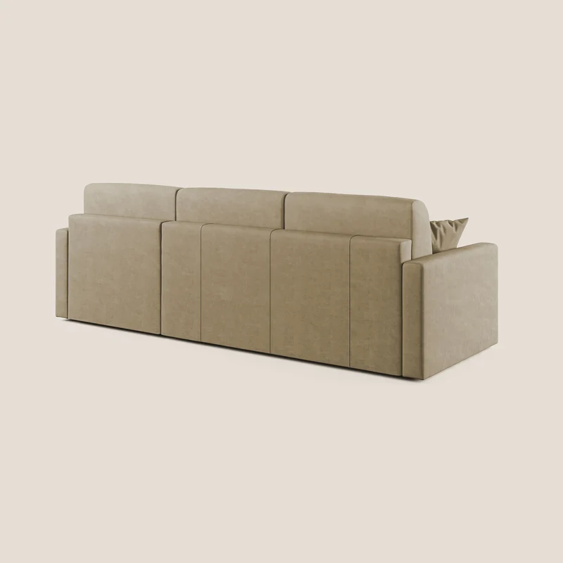 Chris canapé d'angle convertible en microfibre détachable T11 beige
