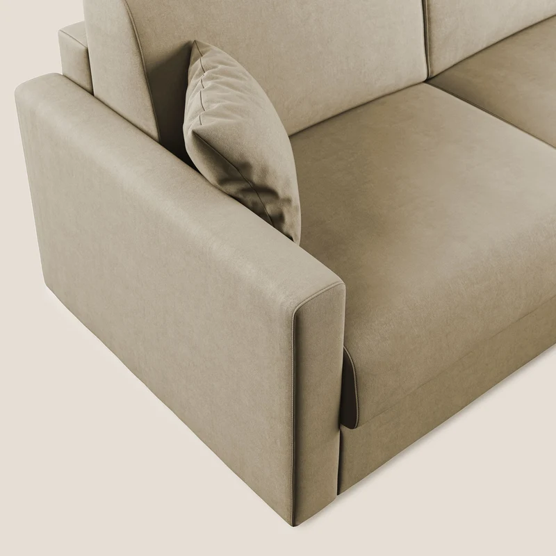 Chris canapé d'angle convertible en microfibre détachable T11 beige