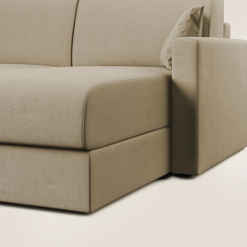 Chris canapé d'angle convertible en microfibre détachable T11 beige