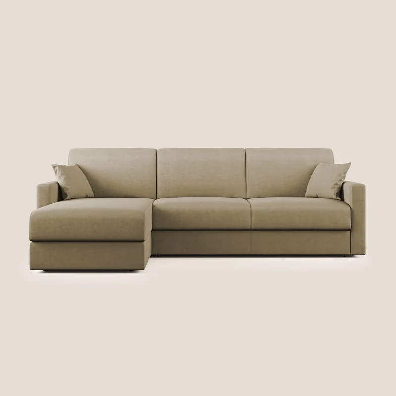 Chris canapé d'angle convertible en microfibre détachable T11 beige