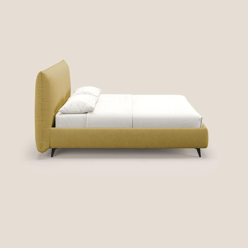 EROS lit rembourré en duvet d'oie avec coffre de rangement en bouclette précieuse détachable T16 jaune