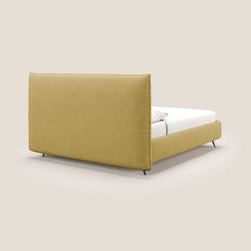 EROS lit rembourré en duvet d'oie avec coffre de rangement en bouclette précieuse détachable T16 jaune