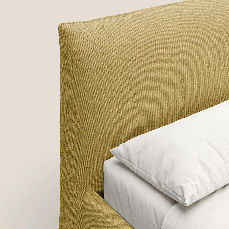 EROS lit rembourré en duvet d'oie avec coffre de rangement en bouclette précieuse détachable T16 jaune