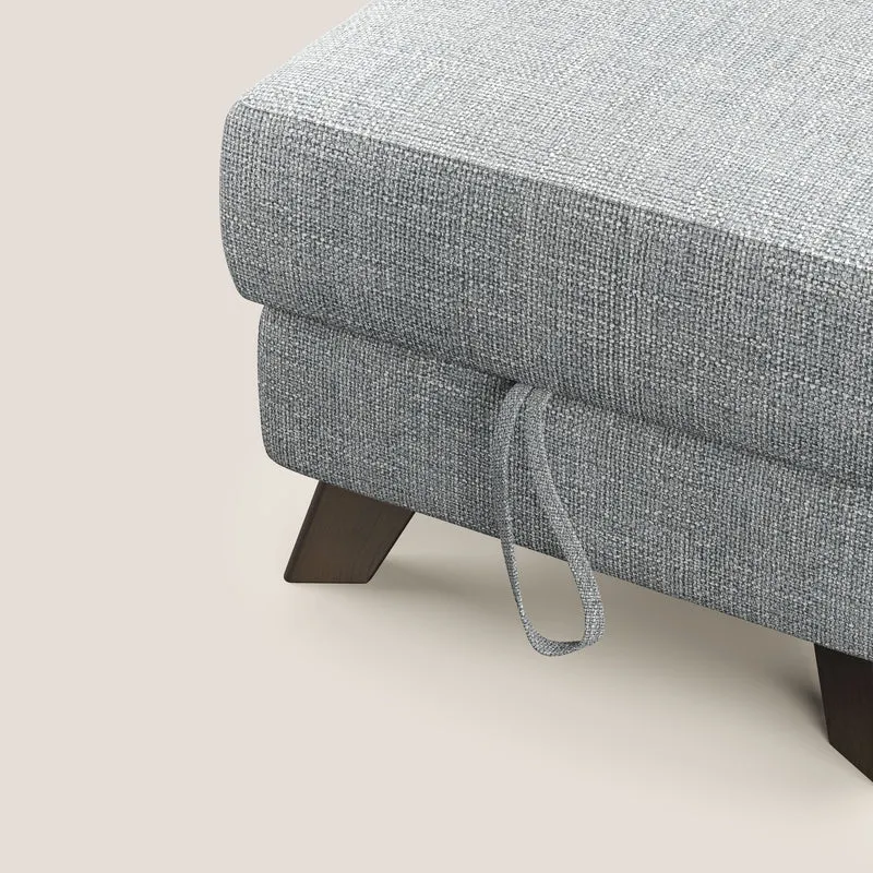 Moon Pouf coffre aux pieds hauts en tissu doux entrelacé soft-touch imperméable T06 gris