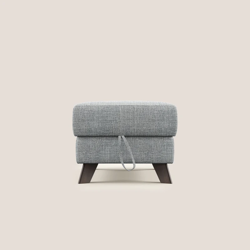 Moon Pouf coffre aux pieds hauts en tissu doux entrelacé soft-touch imperméable T06 gris