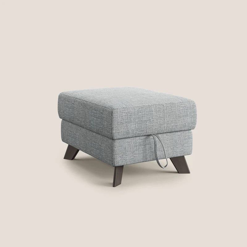 Moon Pouf coffre aux pieds hauts en tissu doux entrelacé soft-touch imperméable T06 gris