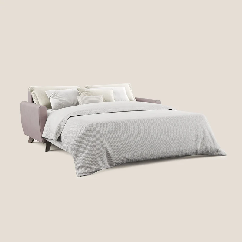 Callisto Canapé lit convertible en tissu doux imperméable T02 rose