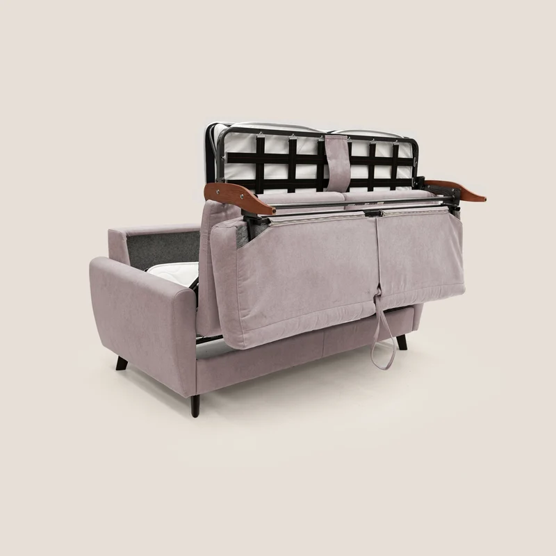 Callisto Canapé lit convertible en tissu doux imperméable T02 rose
